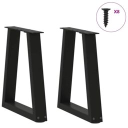 Berkfield Home Dining Table Legs V-Shape 2 pcs Black 28x(42-43.3) cm Steel - thumbnail 3