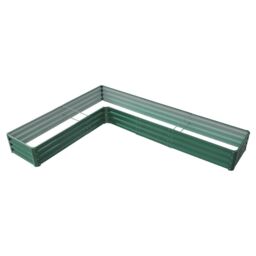 Living and Home L-Shaped Galvanized Steel Raised Garden Bed Dark Green - thumbnail 5
