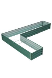 Living and Home L-Shaped Galvanized Steel Raised Garden Bed Dark Green - thumbnail 6
