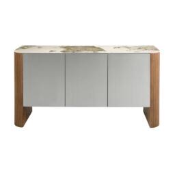 Angel Cerda Model Sideboard - Silver Lacquer MDF, Walnut Legs in Metallic Silver - thumbnail 2
