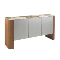 Angel Cerda Model Sideboard - Silver Lacquer MDF, Walnut Legs in Metallic Silver - thumbnail 1
