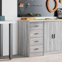 Berkfield Home Garage Storage Cabinet Grey Sonoma 40x51x85 cm Solid Wood Pine - Size: 40 x 51 x 85 cm - thumbnail 3