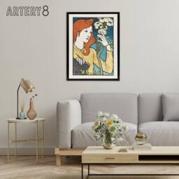 "Artery8 Salon des Cent Woman With Flower Grasset Framed Canvas Wall Art Print - Size: W24"" x H32""" - thumbnail 3