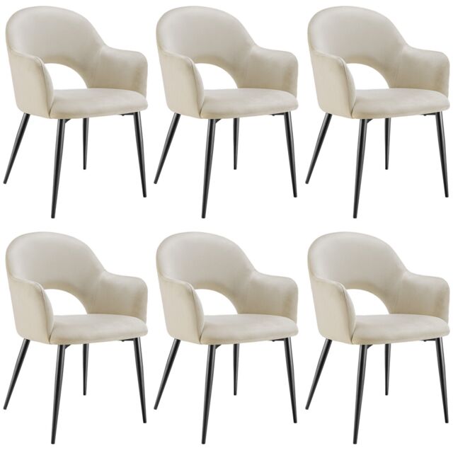 tectake Dining Chair Sasha Set Of 4 - Cream - Size: 4 Pack - image 1