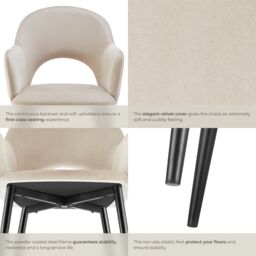 tectake Dining Chair Sasha Set Of 4 - Cream - Size: 4 Pack - thumbnail 5