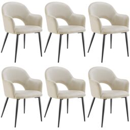 tectake Dining Chair Sasha Set Of 4 - Cream - Size: 4 Pack