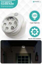 Neel Blue 7 LED Lights Motion Sensor Activated Cordless Dummy CCTV Camera in White - thumbnail 4