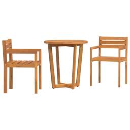 Berkfield Home 3 Piece Garden Dining Set Solid Wood Acacia in Brown - thumbnail 2
