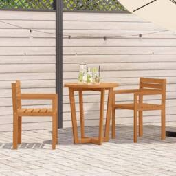 Berkfield Home 3 Piece Garden Dining Set Solid Wood Acacia in Brown - thumbnail 1