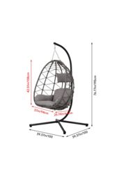 H&O Direct Foldable Hanging Chair with Stand & Cushion for Indoor & Outdoor in Grey - thumbnail 6