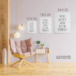 "Artery8 You Don't Need To Be Perfect Black White Modern Canvas Wall Art Print - Size: W24"" x H32""" - thumbnail 4