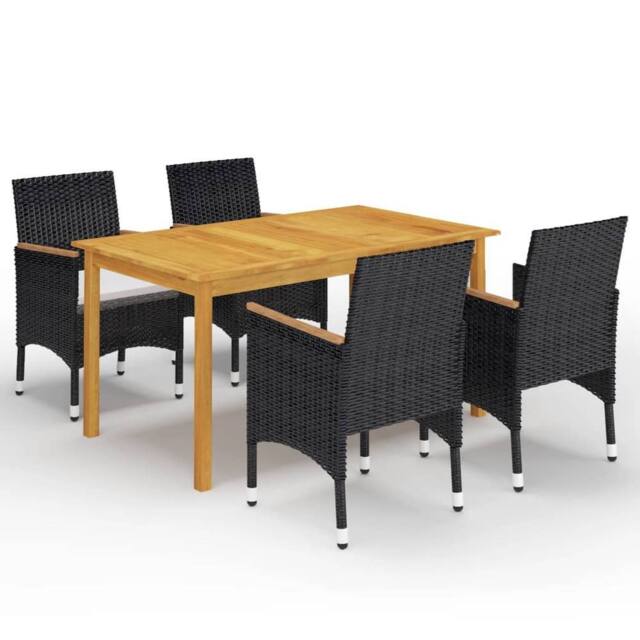 Berkfield Home 5 Piece Garden Dining Set with Cushions Black - image 1