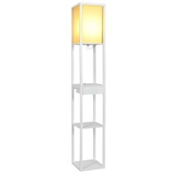 Rafaelo Mobilia Modern Floor Lamp For Living Room With 3 Shelves & USB Ports in White - thumbnail 4