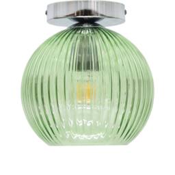 First Choice Lighting Betchley - Green Ribbed Glass Globe Chrome Ceiling Light Fitting - thumbnail 1