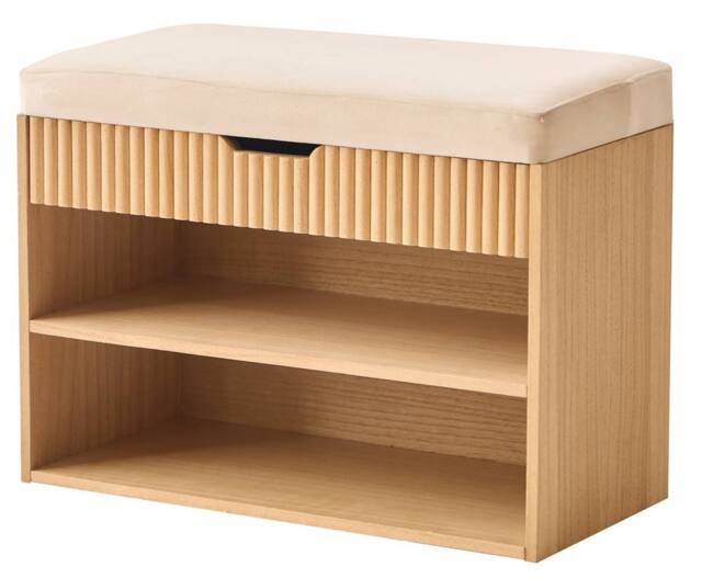 Nordlys Shoe Storage Entryway Furniture 2 Shelves 1 Wooden Chest in Beige - image 1