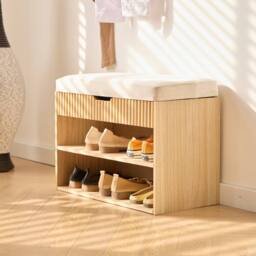 Nordlys Shoe Storage Entryway Furniture 2 Shelves 1 Wooden Chest in Beige - thumbnail 2