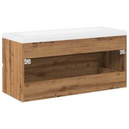 Berkfield Home Sink Cabinet with Built-in Basin Artisan Oak 101x39.5x49 cm in Brown - thumbnail 8