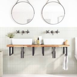 Berkfield Home Versatile Bathroom Vanity Top Untreated 160x50x4 cm Solid Wood Acacia in Brown - Size: 160 x 50 x 4 cm - thumbnail 3