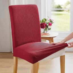 Casa Bonita Stretch Dining Chair Covers Spandex Waffle Fit in Wine - thumbnail 2