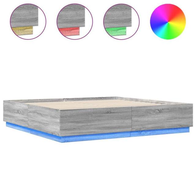 Berkfield Home Bed Frame with LED without Mattress Grey Sonoma 200x200 cm - image 1