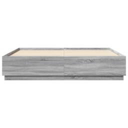 Berkfield Home Bed Frame with LED without Mattress Grey Sonoma 200x200 cm - thumbnail 6