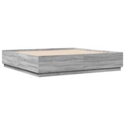 Berkfield Home Bed Frame with LED without Mattress Grey Sonoma 200x200 cm - thumbnail 3