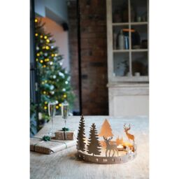 Ivyline Round Advent Forest Tealight Centrepiece Metal Copper H25Cm W33Cm D33Cm - On trend design - Premium Quality - thumbnail 4