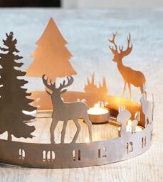 Ivyline Round Advent Forest Tealight Centrepiece Metal Copper H25Cm W33Cm D33Cm - On trend design - Premium Quality - thumbnail 5