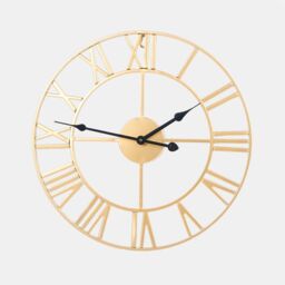 OHS Large Wall Clock Roman Numerals Skeleton Big Open Round Face in Gold - thumbnail 3