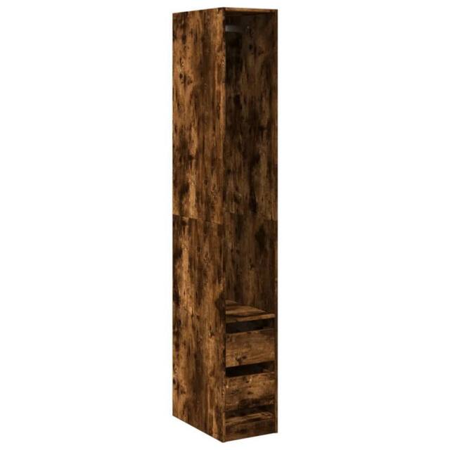 Berkfield Home Wardrobe Smoked Oak 30x50x200 cm Engineered Wood in Brown - Size: 30 x 50 x 200 cm - image 1