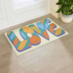 Artsy Mats Elizabeth Olwen Love Indoor/Outdoor Doormat (90x60cm) in Cream - Size: 60 x 90 cm - thumbnail 1