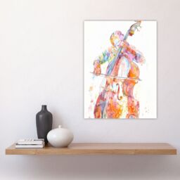 "Artery8 Cellist Colourful Modern Watercolour Cello Music Wall Art Print in Orange - Size: W24"" x H32""" - thumbnail 4