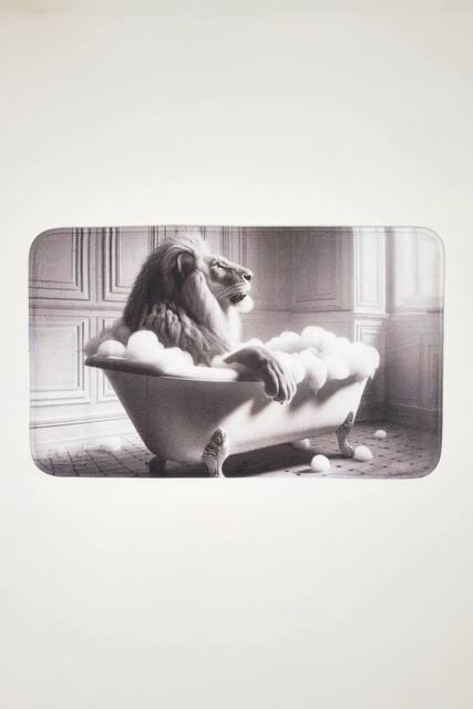 Homescapes Soft Lion Bath Mat, 45 x 75cm in Black - Size: Bath Mat - image 1