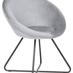 Wyld and Coco Grey Velvet Accent Chair - Round Seat Powder-Coated Steel Cross Base - thumbnail 2