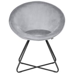 Wyld and Coco Grey Velvet Accent Chair - Round Seat Powder-Coated Steel Cross Base - thumbnail 3