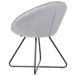 Wyld and Coco Grey Velvet Accent Chair - Round Seat Powder-Coated Steel Cross Base - thumbnail 5