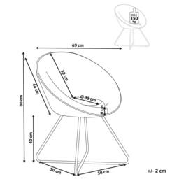 Wyld and Coco Grey Velvet Accent Chair - Round Seat Powder-Coated Steel Cross Base - thumbnail 4