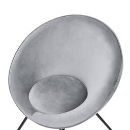 Wyld and Coco Grey Velvet Accent Chair - Round Seat Powder-Coated Steel Cross Base - thumbnail 6