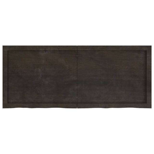 Berkfield Home Wall Shelf Dark Grey 120x50x(2-6) cm Treated Solid Wood Oak in Dark Brown - image 1