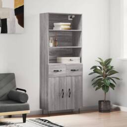 Berkfield Home Highboard Grey Sonoma 69.5x34x180 cm Engineered Wood - thumbnail 2