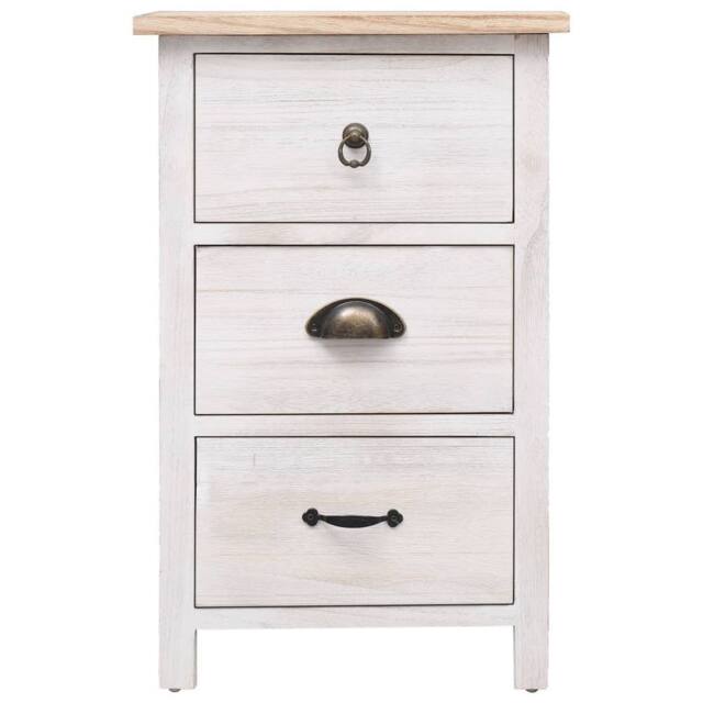 Berkfield Home Side Cabinet 35x25x57 cm Paulownia Wood in White - Size: 35 x 25 x 57 cm - image 1