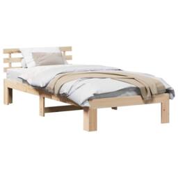 Berkfield Home Natural Pine Wood Bed Frame Natural Solid Pine wood 100 x 200 cm in Light Brown - thumbnail 1