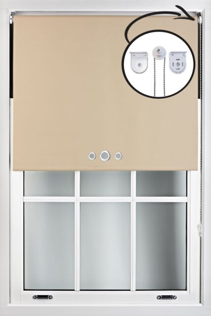 Furnished Cappuccino Blackout Roller Blinds with Triple Round Eyelets & Metal Fittings in Beige - Size: 50 cm width x 210 cm drop - image 1