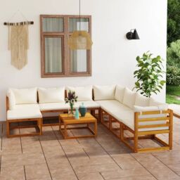 Berkfield Home 9 Piece Garden Lounge Set with Cushions Solid Wood Acacia (UK/IE/FI/NO only) in Brown - thumbnail 1
