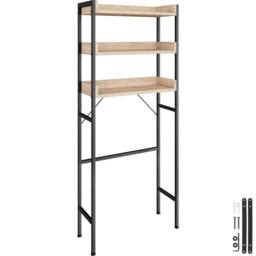 tectake Bathroom Shelf With 3 Tiers Seattle in Light Oak - thumbnail 1