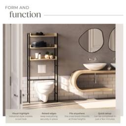 tectake Bathroom Shelf With 3 Tiers Seattle in Light Oak - thumbnail 3