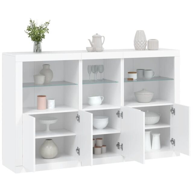 Berkfield Home Sideboard with LED Lights White 162x37x100 cm - Size: 162 x 37 x 100 cm - image 1