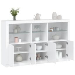 Berkfield Home Sideboard with LED Lights White 162x37x100 cm - Size: 162 x 37 x 100 cm - thumbnail 1