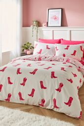 Sassy B 'Cowgirl Boot' Reversible Duvet Cover Set in Pink - Size: Single - thumbnail 2