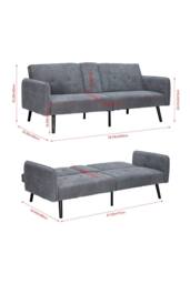 Living and Home Modern 3- Seater Cotton Sofa Bed in Grey - thumbnail 6
